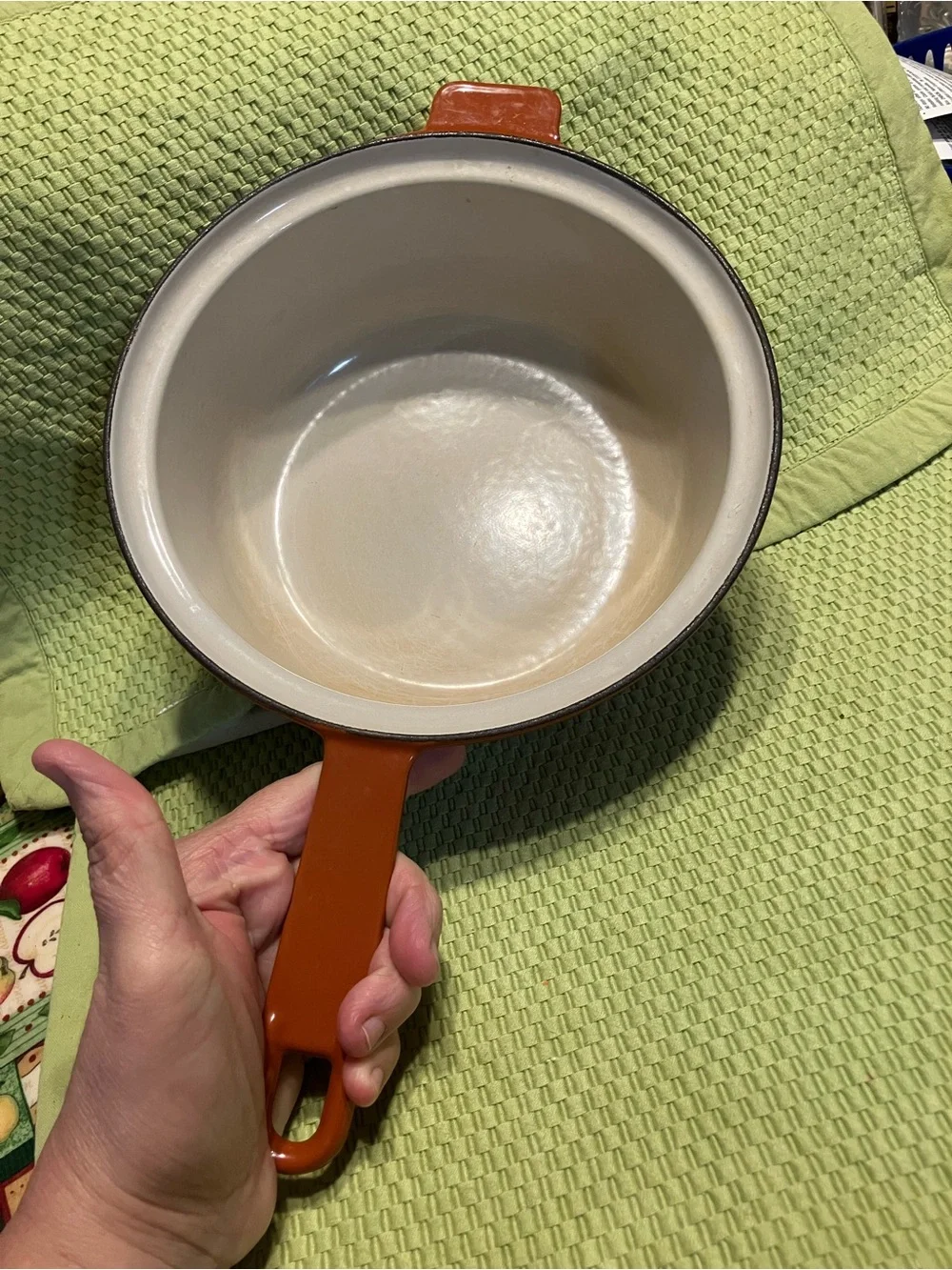 vintage Cousances/ Le Creuset #22 enamel cast iron pan set of 2
